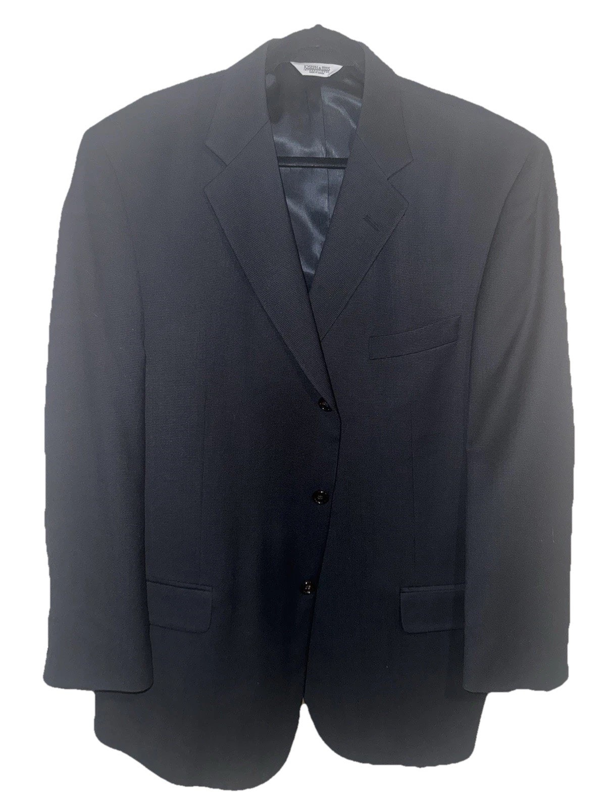 Joseph & Feiss Jacket Black 100% Worsted Wool Twill Blazer Sport Coat 46r